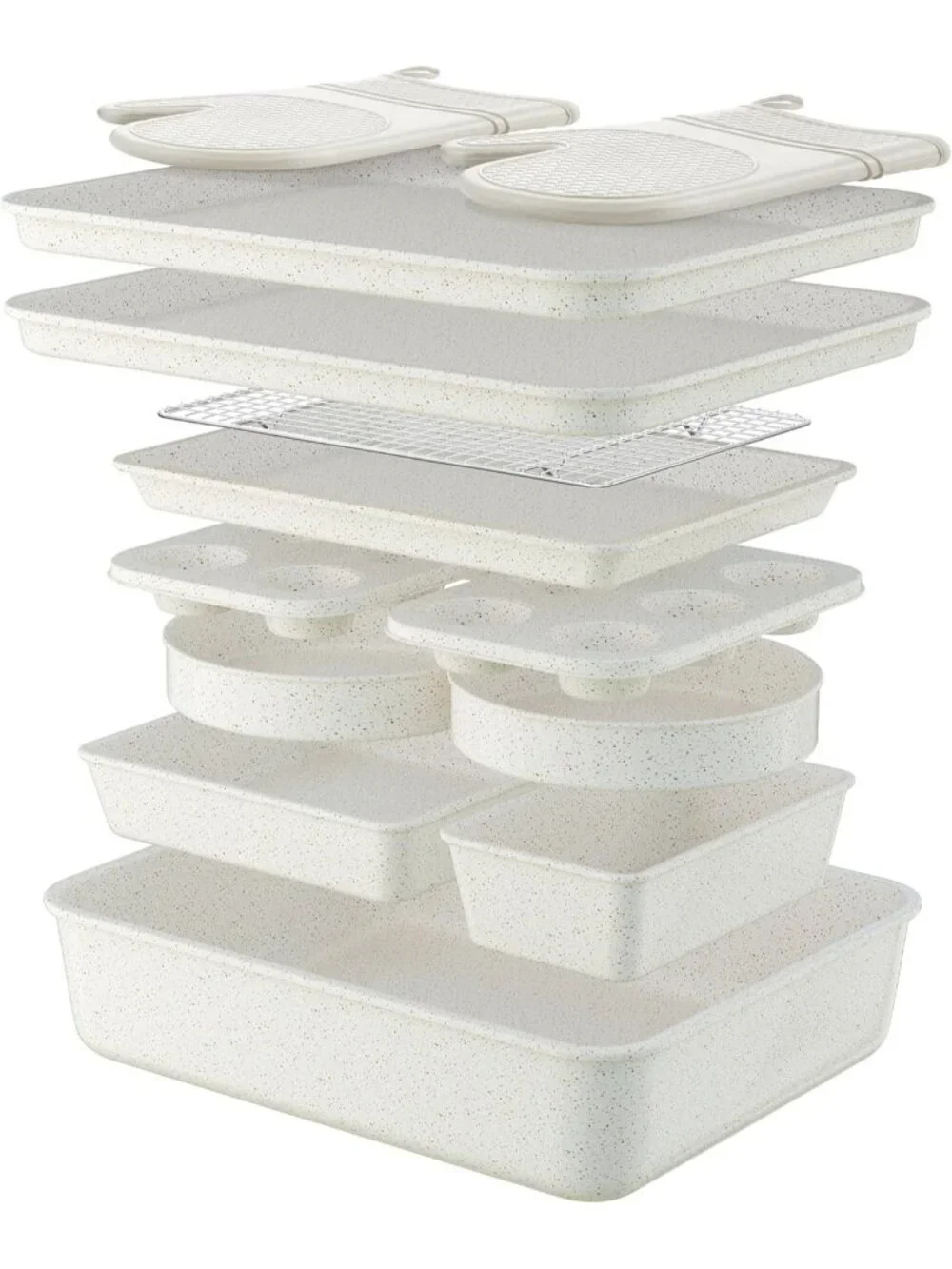 13-Piece White Includes Cookie Sheet with Rack Cake Pan Nonstick Bakeware Sets
